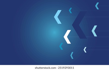 A futuristic blue background featuring multiple arrows pointing in different directions. This energetic image is perfect for projects related to movement, technology, or progress.