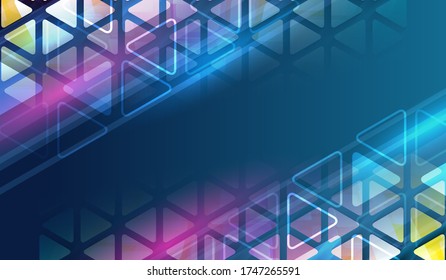 Fondo azul futurista con triángulo. Ilustración vectorial moderna de alta tecnología. Concepto de comunicación tecnológica.