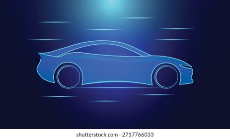 Fondo de contorno de coche azul futurista con líneas brillantes ideal para la tecnología automotriz Vehículos eléctricos Innovación Transporte de marca y visuales digitales modernos