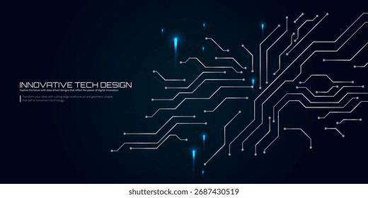 Futuristic Blue Circuit Board Background with Glowing Lines and Digital Innovation Design