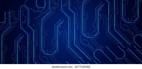Futuristic Blue Circuit Technology Digital Background Vector