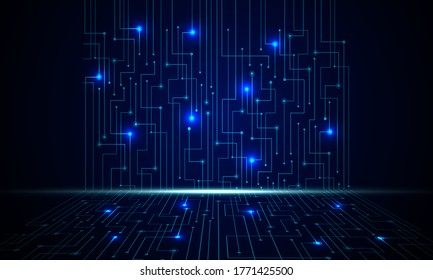 Futuristic Blue cyber circuit technology concept background