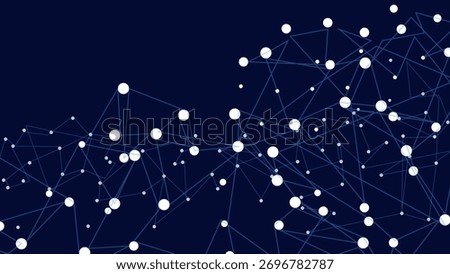 Futuristic Blue Data Wave Network. Glowing Wireframe Technology Grid with Connected Nodes and Digital Flow. Abstract Cyber Wave Background for AI, Tech, and Virtual Network Design