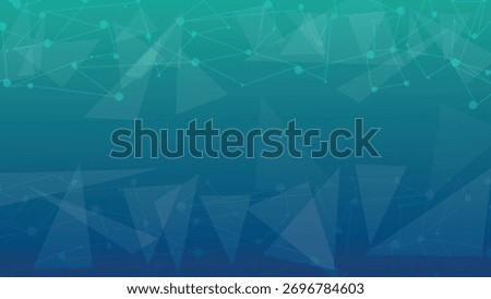 Futuristic Blue Data Wave Network. Glowing Wireframe Technology Grid with Connected Nodes and Low Poly Geometric Digital Flow. Abstract Cyber Wave Background for AI, Tech, and Virtual Network Design