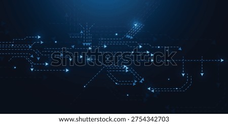 Futuristic Blue Digital Arrow Network Background with Technology Flow Design