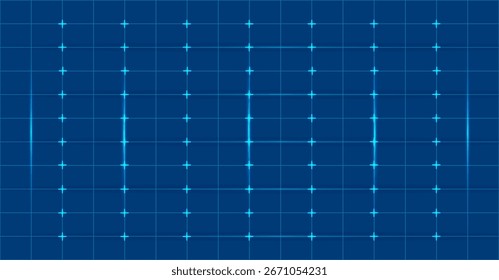 Futuristisches blaues digitales Gitter Hintergrund mit glühenden vertikalen Linien Vektor