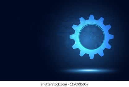 Futuristic blue earth abstract technology background. Artificial intelligence digital transformation and big data industry 4.0. Business growth computer security and investment . Vector illustration