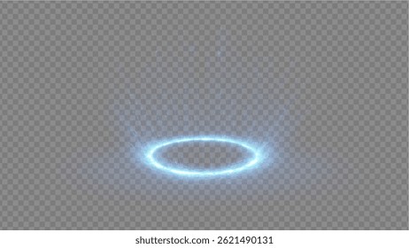Futuristic Blue Energy Portal with Light Streaks on Transparent Background
