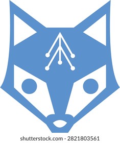 Futuristic Blue Fox Head and Cyber Wildlife Mascot icon