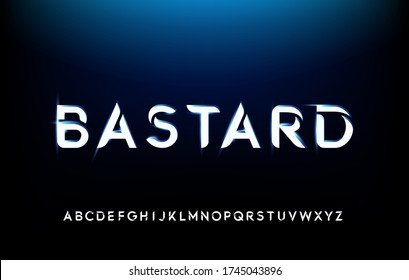 futuristic blue glow modern alphabet fonts. technology typography bold and italic font uppercase. vector illustration