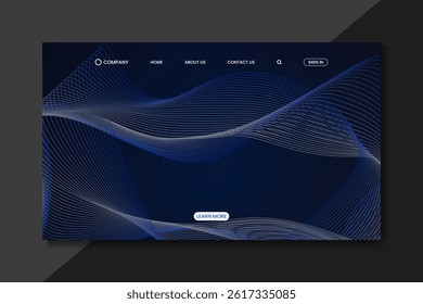 Futuristic Blue Gradient Web UI with Abstract Wave Lines