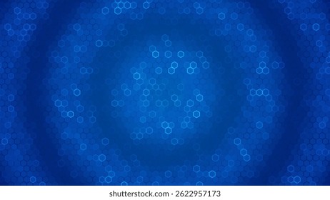 Futuristic Blue Hexagonal Grid Pattern with Abstract Data Wave Effect. Ideal for Technology, Cybersecurity, Blockchain, and AI Visualization Concepts. Vector Illustration.