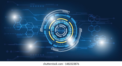 Futuristic blue hi-tech screen display circuit line patterns digital technology background.Vector illustration.