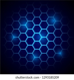 Futuristic blue honeycomb pattern. Hexagonal cell conceptual vector background