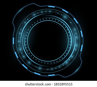 Interfaz HUD azul futurista. Grandes datos del sistema. Pantalla de interfaz de usuario brillante. Panel de alta tecnología para tu diseño tecnológico. Ilustración vectorial. EPS 10