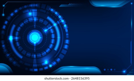 Futuristische Blue HUD Interface Circulaire Digitale Elementen High-Tech Frame Design op donkere achtergrond