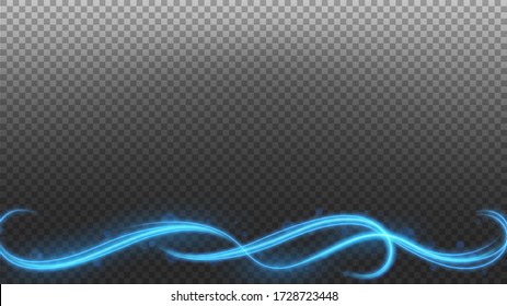 Futuristic Blue Light Line on a Transparent Frame, Widescreen Size. Vector Illustration