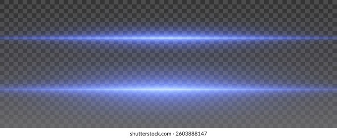 Futuristic Blue Light Streaks - Glowing Neon Horizontal Beams on a Dark Background for Sci-Fi, Tech, and Cyber-Themed Designs