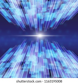 Futuristic blue line high technology background and spark light in center,digital illustration.