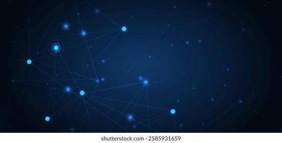 Futuristic blue lines connection glowing on dark blue background. Communication concept innovation. Vector illustration