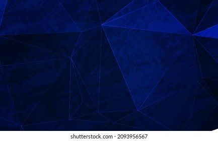 Futuristisch blauer Low-Poly-Hintergrund, abstrakter geometrischer, abgerundeter Dreiecksstil und strukturiert. Vektorgrafik-Design-Hintergrund-Vorlage.
