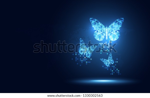 Futuristic Blue Lowpoly Butterfly Abstract Technology Stock Vector ...