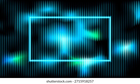 Futuristischer blauer Neonrahmen-Hintergrund mit abstraktem Glassmorphismus und Cyan Glowing Stripes.