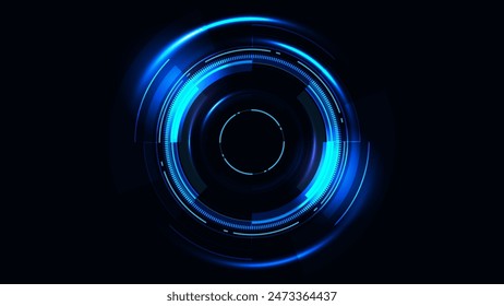 Futuristic Blue Neon HUD Interface on Dark Background