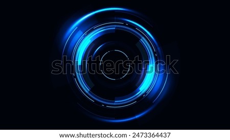 Futuristic Blue Neon HUD Interface on Dark Background