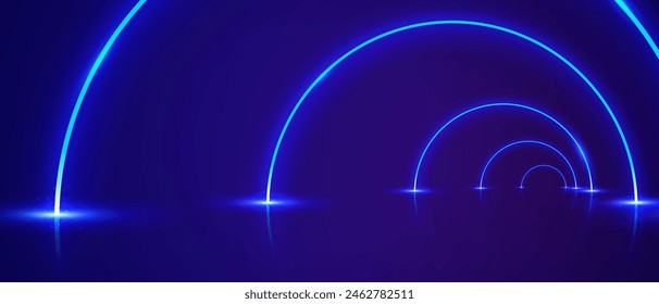 Futuristischer Blue Neon Lightning Tunnel 