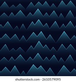 Futuristic blue neon scale on dark background seamless pattern.