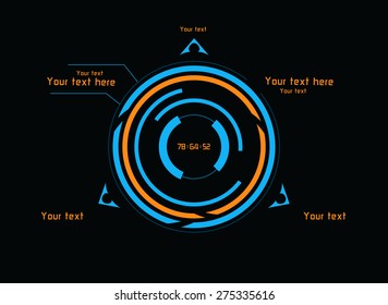 Futuristic blue and orange vector elements
