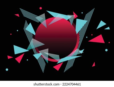 "Futuristic blue red vector black background contrast color border digital dynamic elegant technology web poster card template  service