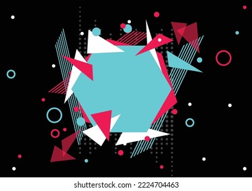 "Futuristic blue red vector black background contrast color border digital dynamic elegant technology web poster card template  service