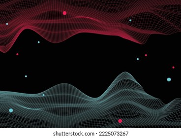 "Futuristic blue red vector black background contrast color border digital dynamic elegant technology web poster card template  service