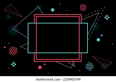"Futuristic blue red vector black background contrast color border digital dynamic elegant technology web poster card template  service