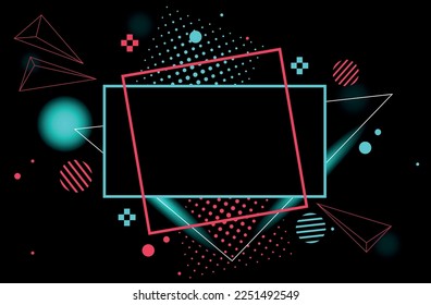 "Futuristic blue red vector black background contrast color border digital dynamic elegant technology web poster card template  service