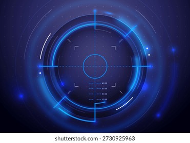 Futuristic Blue Rifle Scope Interface. Taking Aim Concept