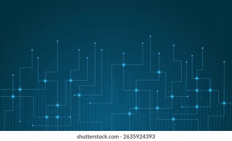 Fondo azul futurista de la tecnología con los circuitos digitales abstractos y el código binario que fluye para los diseños modernos de la tecnología