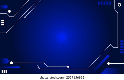 Futuristic Blue Tech Background with Circuit Design. For Design Template