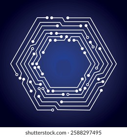 Futuristic Blue Tech Core. High-Tech Digital Interface with a Cyber-Inspired Circuit Board
