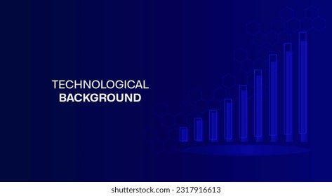 Futuristic blue, technology background with arrow, diagram. Big data and business growth currency stock and investment economy.