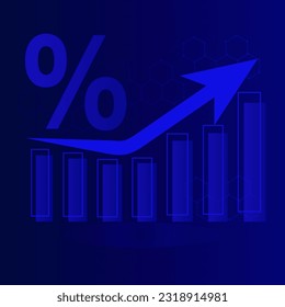 azul futurista, fondo tecnológico con flecha, diagrama. Grandes datos y crecimiento de las empresas, intereses, valores de divisas y economía de inversión. Ilustración del vector
