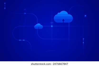 A futuristic blue technology background with luminous lines and abstract shapes, capturing the essence of digital technology, connectivity, and advanced data systems in a visually striking manner.