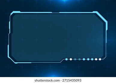 Futuristische Dashboard-Benutzeroberfläche für blaue Technologie. Ein moderner digitaler Dashboard-Vektor mit leuchtend blauen Schnittstellenrahmen, Sci-Fi-Bedienfeldelementen und futuristischem Technologiedesign für die Benutzeroberfläche