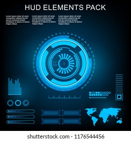 Futuristic blue virtual graphic touch  user interface. Holographic virtual panel