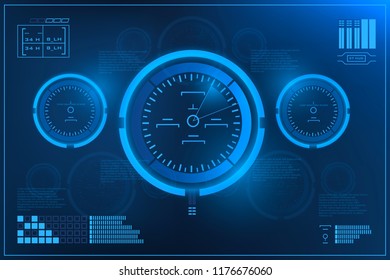 Futuristic blue virtual graphic touch  user interface. HUD interface, virtual touch panel