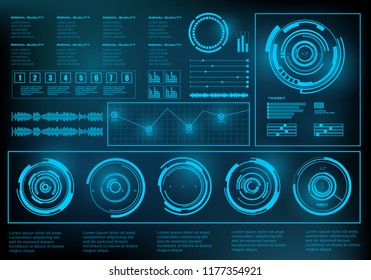 Interfaz de usuario de gráfico virtual azul futurista. Interfaz de usuario HUD.