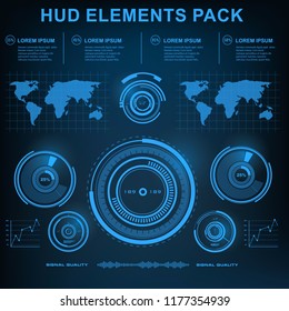 Futuristic blue virtual graphic touch  user interface. HUD user interface.
