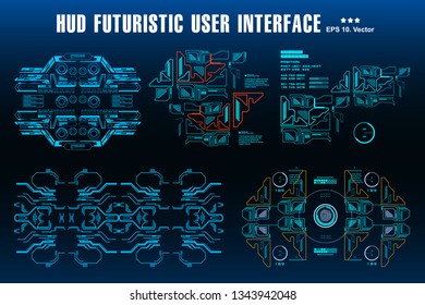 Futuristic blue virtual graphic touch user interface. HUD dashboard display virtual reality technology screen